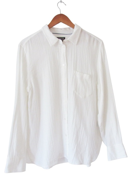 J. Crew Tops - J Crew Garcon Classic Double Gauze Shirt 14 White Long Sleeves Button Up Cotton